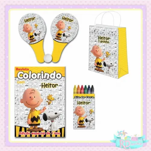 Kit Colorir com Sacolinha Raquete Snoopy