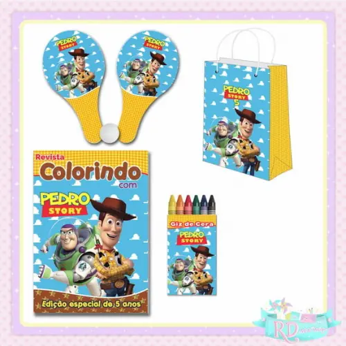 Kit Colorir com Sacolinha Raquete Toy Story