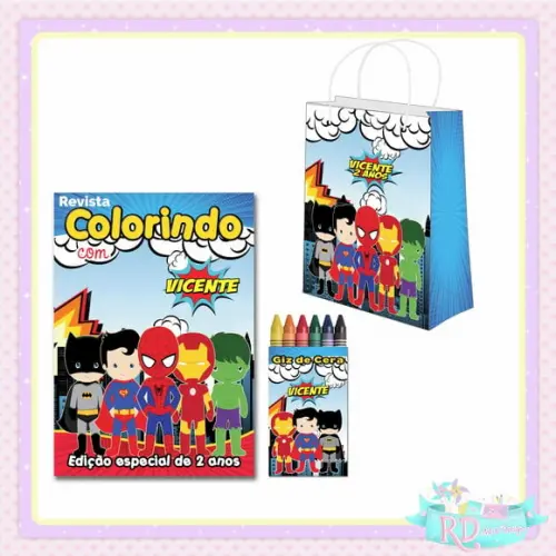 Kit Colorir com Sacolinha Super Herói Cute