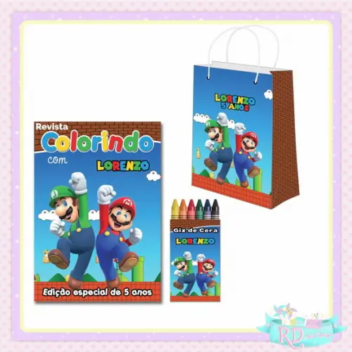 Kit Colorir com Sacolinha Super Mario