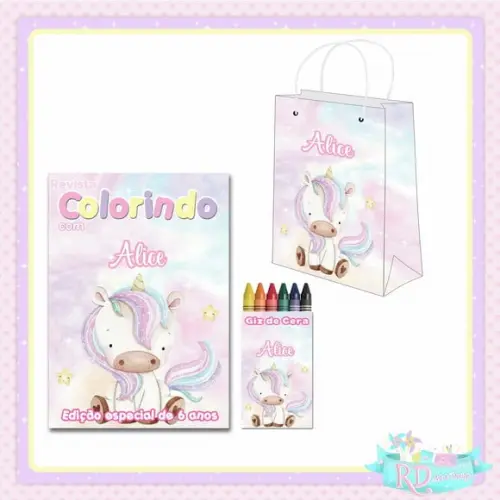 Kit Colorir com Sacolinha Unicórnio
