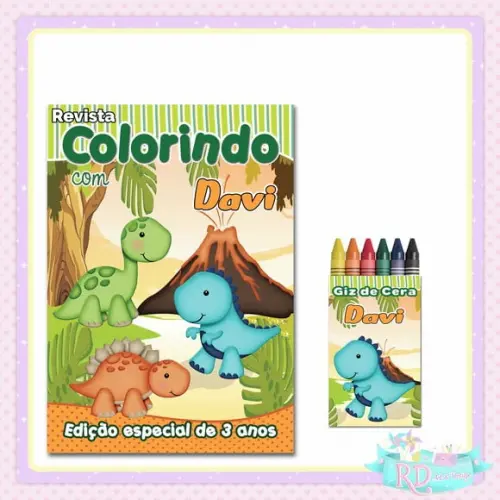 Kit Colorir Dinossauro Cute
