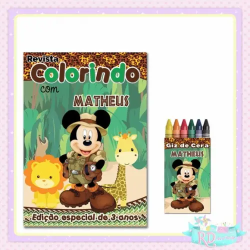Kit Colorir Mickey Safari