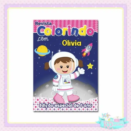 Livrinho de Colorir Astronauta Rosa