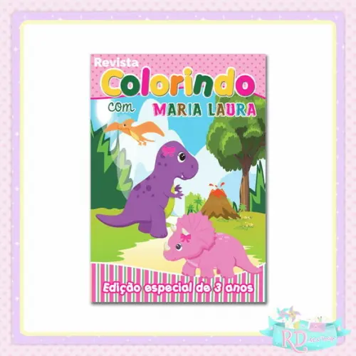 Livrinho de Colorir Dinossauro Rosa Cute