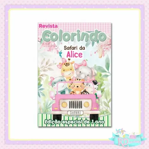 Livrinho de Colorir Safari Rosa