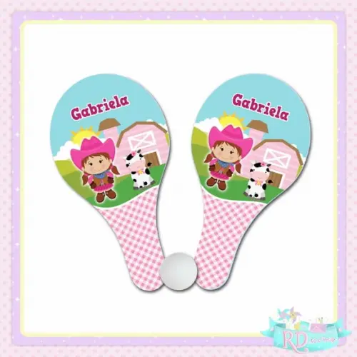 Raquete Ping Pong Fazendinha Rosa