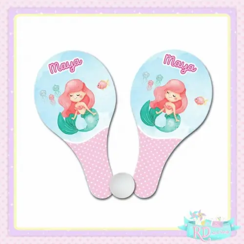 Raquete Ping Pong Fundo do Mar Rosa