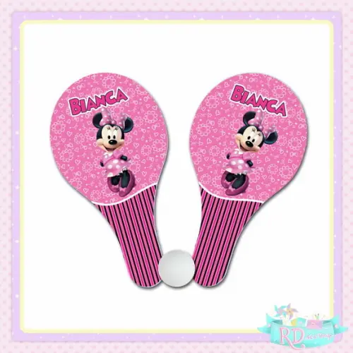 Raquete Ping Pong Minnie Rosa