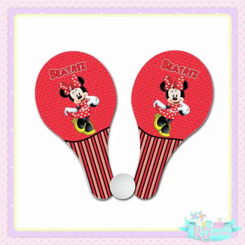 Raquete Ping Pong Minnie Vermelha