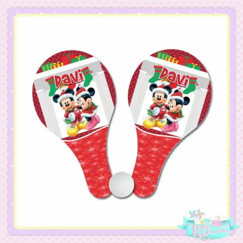 Raquete Ping Pong Natal do Mickey
