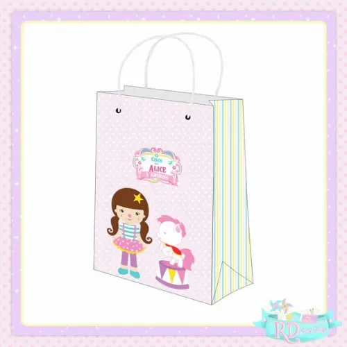 Sacolinha Personalizada Circo Rosa