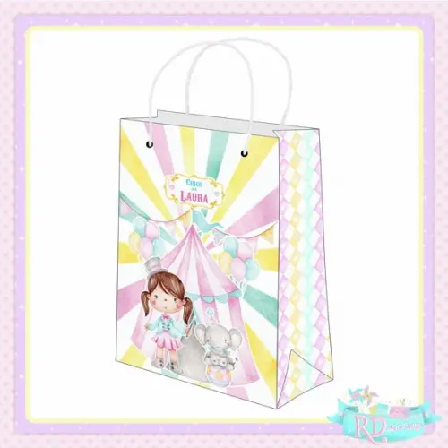 Sacolinha Personalizada Circo Rosa