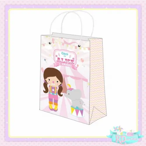Sacolinha Personalizada Circo Rosa