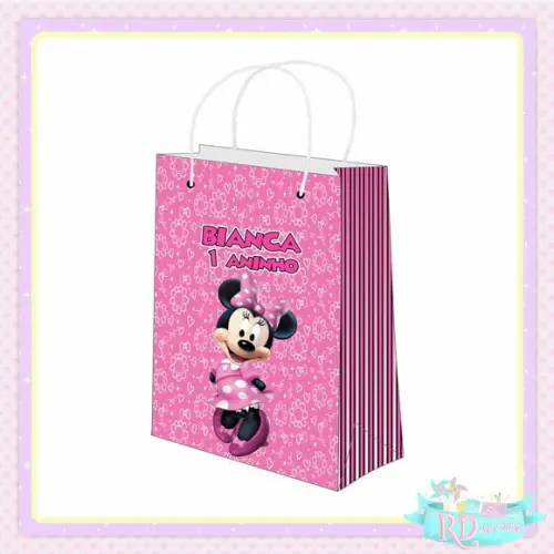 Sacolinha Personalizada Minnie Rosa