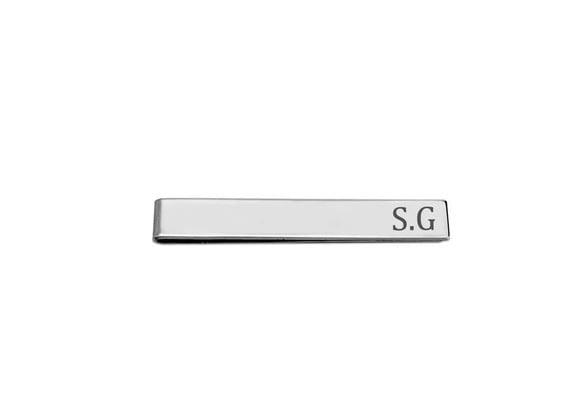 Prendedor de Gravata Slim com Nome ou Iniciais Gravado