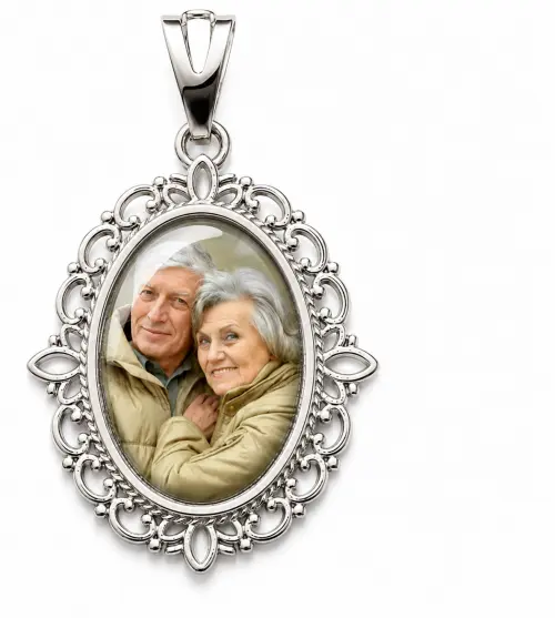 Relicário Prata Medalha para Buque de Noiva