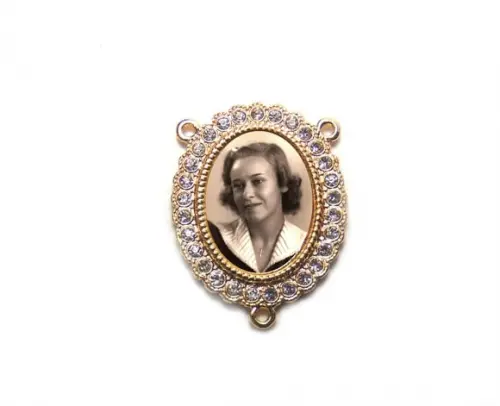 Medalha com foto tipo salve rainha entremeio terço