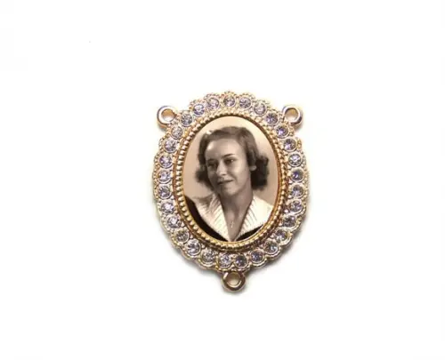Medalha com foto tipo salve rainha entremeio terço