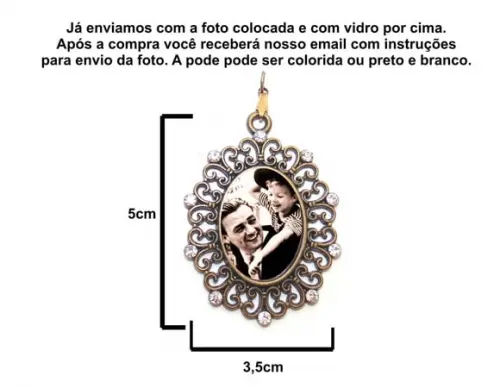 Pingente Relicario Strass Com Sua Foto