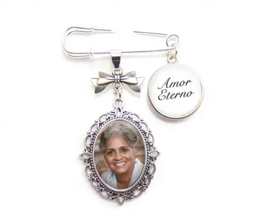 Relicário com Alfinete medalha com foto Pingente amor eterno