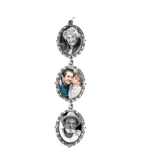 Relicário personalizado para três fotos buque de noiva
