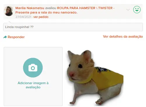 Roupa coleira para hamster