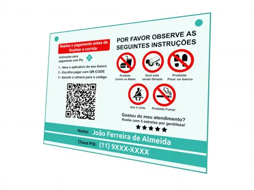Placa Uber Taxi 99 para Impressão
