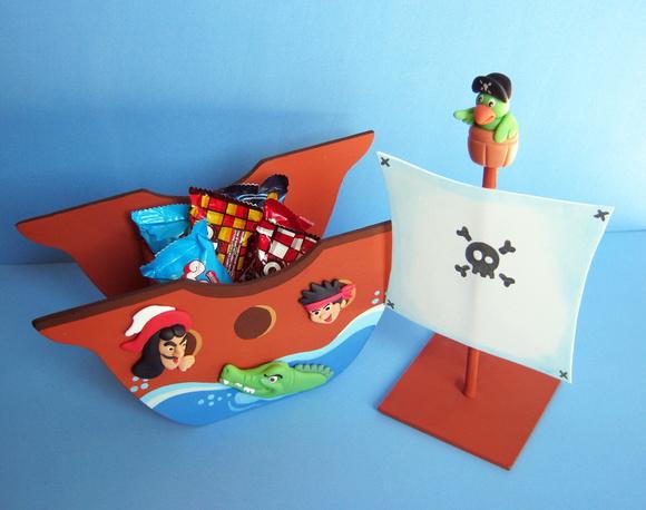 Barco Pirata Caixa mdf Centro de Mesa