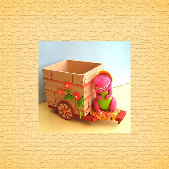 Barney porta lápis ou bombons lembrancinha mdf