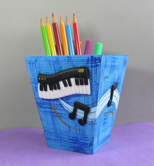 Cachepô música porta lápis teclado centro de mesa  e lembranci
