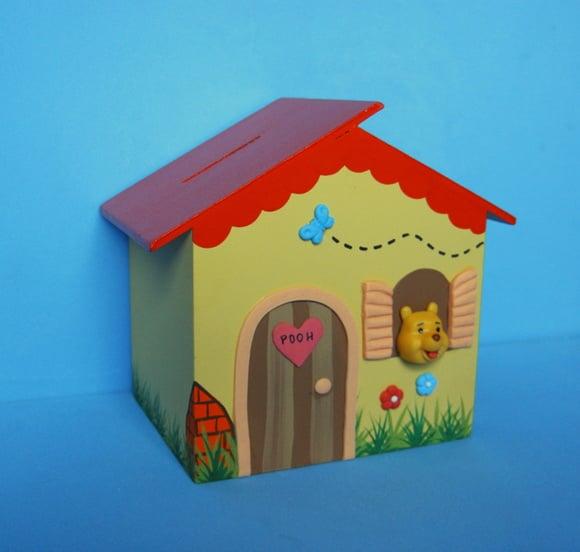 Centro de Mesa casa Cofre Ursinho Pooh mdf