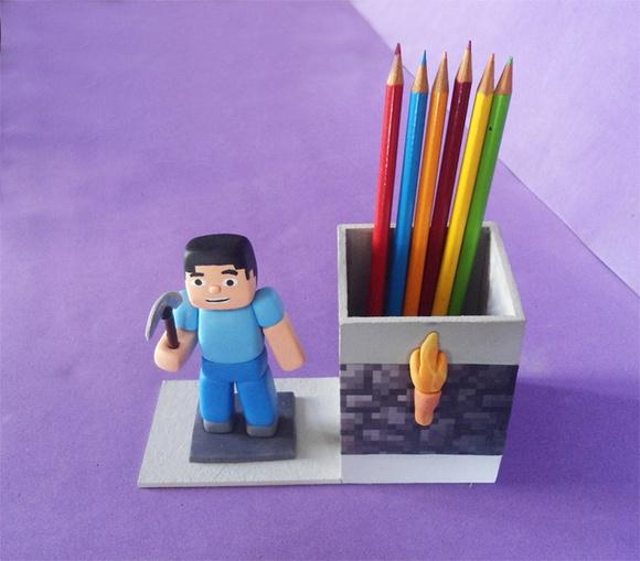 Centro de Mesa Minecraft Porta Lápis