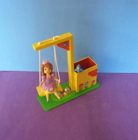 Centro de Mesa Princesa Sofia Balanço Porta Lápis mdf