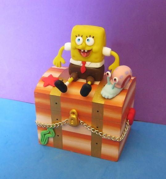 Baú mdf Bob Esponja centro de mesa