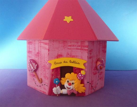 Tenda de circo mdf porta Lápis Centro de Mesa Circo Rosa