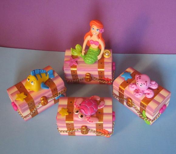 Mini baús mdf pequena sereia lembrancinhas