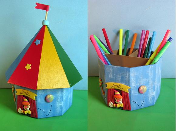 Tenda de Circo porta lápis mdf enfeite de mesa para decoração 