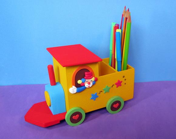 Trem Circo mdf porta Lápis palhaço Centro de Mesa e lembrancinh