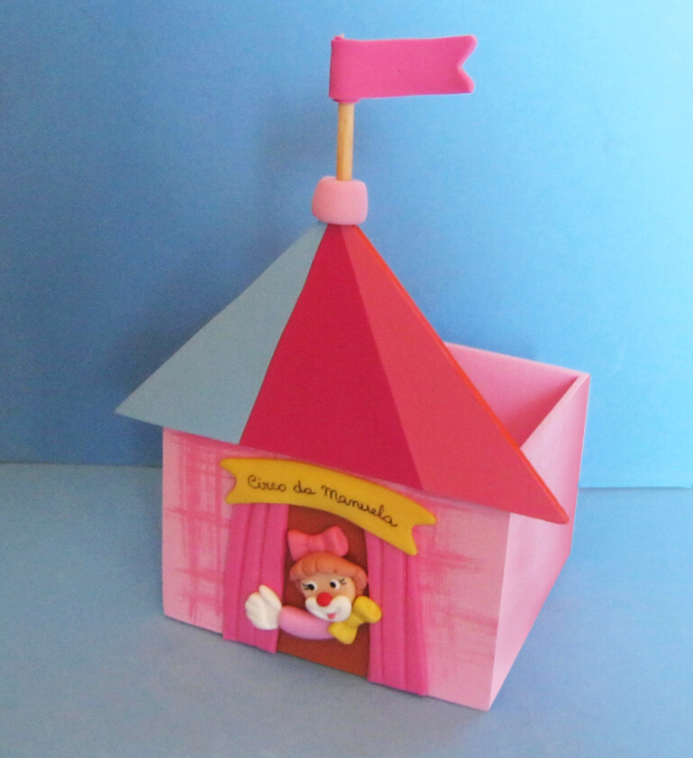 Caixa Tenda mdf circo Rosa Centro de Mesa