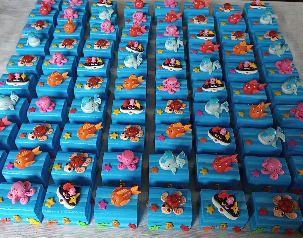 Fundo do Mar Mini Baú mdf Lembrancinha