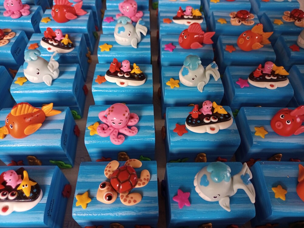 Fundo do Mar Mini Baú mdf Lembrancinha