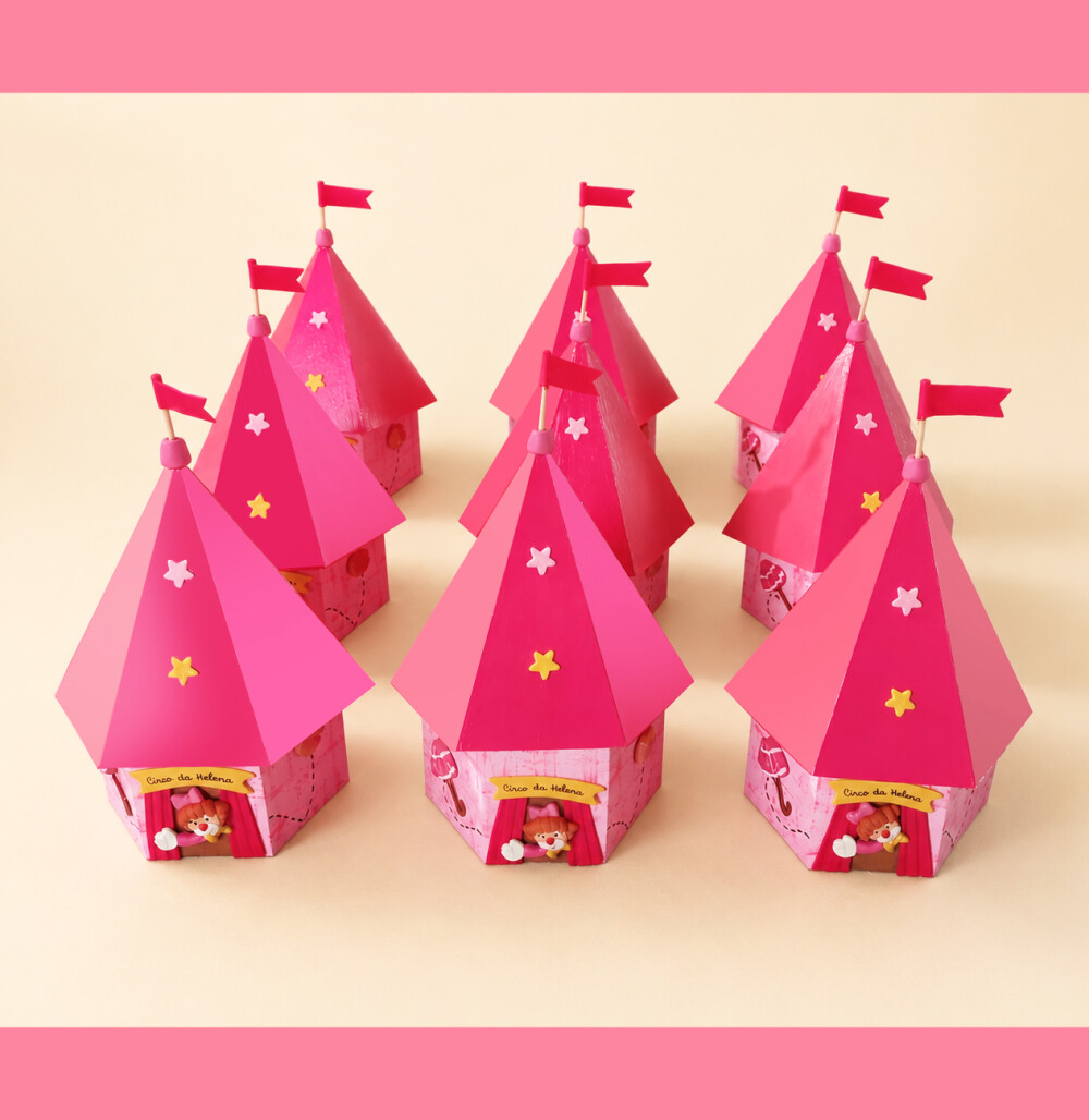 Tenda de Circo Rosa Porta Lápis mdf enfeite e Centro de Mesa