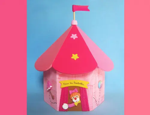 Tenda de Circo Rosa Porta Lápis mdf Centro de Mesa