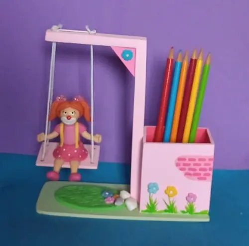 Balanço mdf porta lápis Circo rosa lembrancinha