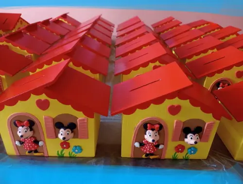 Casa Cofre Minie e Mickey Centro de Mesa