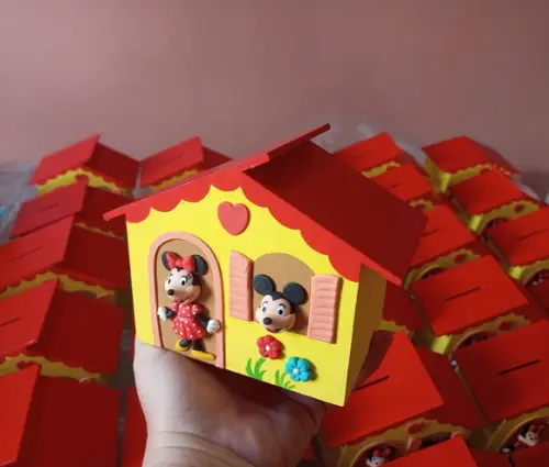 Casa Cofre Minie e Mickey Centro de Mesa