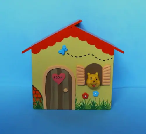 Centro de Mesa casa Cofre Ursinho Pooh mdf
