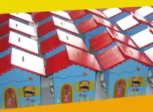 Centro de Mesa Fazendinha - Casa Cofre de mdf Festa na Roça