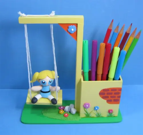Centro de Mesa Meninas Super poderosas Balanço Porta Lápis